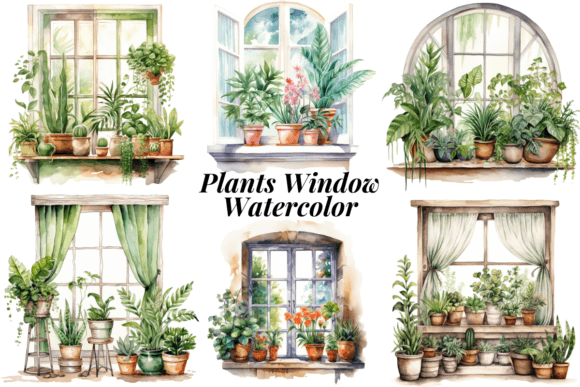 Download Plants Window Watercolor - Plants Collection