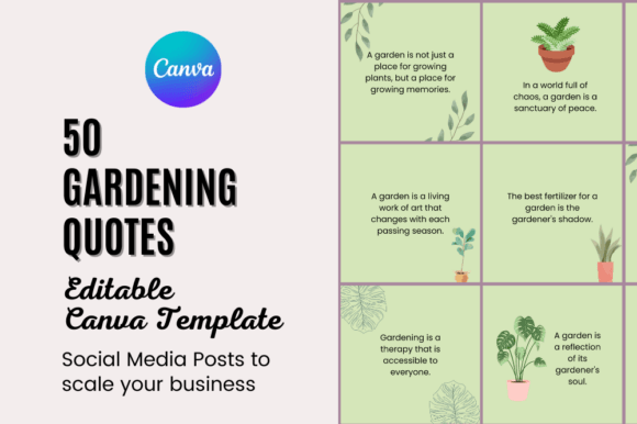 Download GARDENING QUOTES EDITABLE CANVA TEMPLATE - Editable canva template Collection