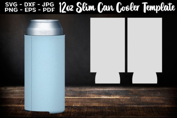 Download 12oz Slim Can Cooler Template SVG PNG - Slim Collection